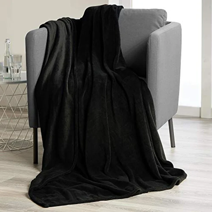 Wohndecke TV Decke Kuscheldecke Sofadecke Fleece 150x200cm schwarz, CelinaTex, allergikergeeignet,bügelfrei,dezenter Glanz,kuschelweich,mollig warm – Bild 3