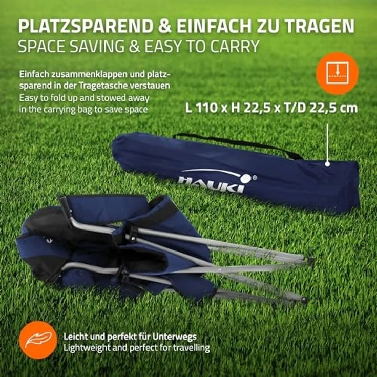 Hauki Campingstuhl Faltstühl faltbar mit Getränkehalter & Tragetasche bis 150kg (2 St), 2x Klappstuhl 56x95x110cm Blau Angelstuhl mit Hochlehner Gepolster – Bild 6
