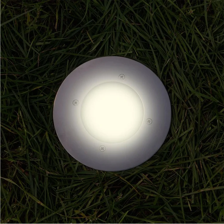 Solar LED Bodeneinbaustrahler 8er SET für Außen, Edelstahl rund Ø14cm IP67 – Bild 8