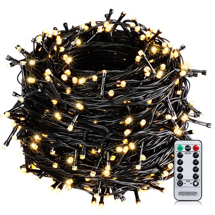 Lichterkette 60m 600 LED warmweiß Fernbedienung