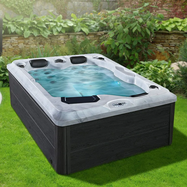 Artsauna Outdoor-Whirlpool 'Oasis', Spa mit Massagedüsen, LED-Beleuchtung, 2 Filtern, Abdeckung & Pumpe – winterfest & beheizbar