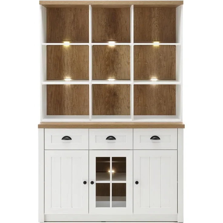 Buffetschrank Seyne in weiß Pinie und Eiche Landhaus 130 cm