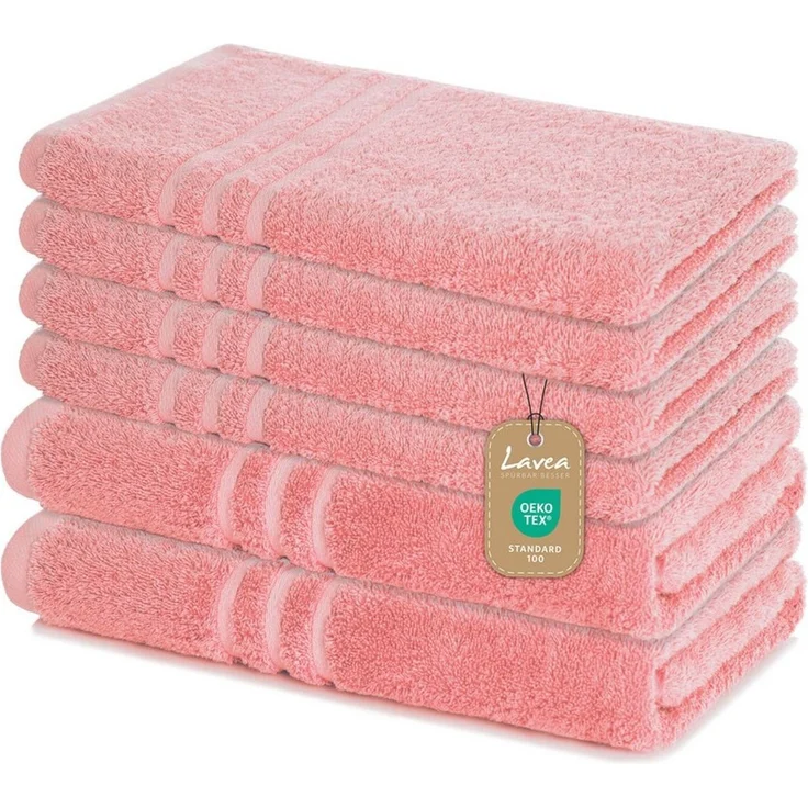 Lavea Handtuch Set Elena, Duschtücher, Handtücher, Gästetücher, Waschhandschuhe, 100% Baumwolle (Set, 6-St), Frottierserie, weich & saugstark, pflegeleicht, 500 g/m² Frottier – Bild 5