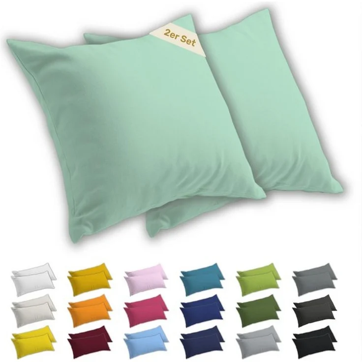 Lavea Kissenbezug 2er Set Kissenhülle Jersey, 100% Baumwolle, Kissenbezüge, (2 Stück), allergikerfreundlich - sicherer YKK-Reißverschluss - waschbar 60°C – Bild 4