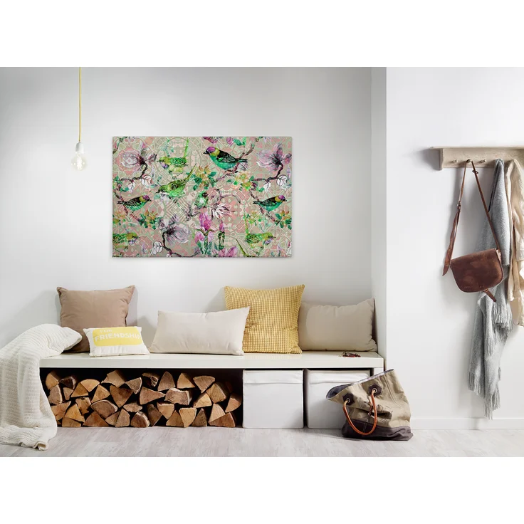 Leinwandbild Vögel Mosaik Rosa Grün 90x60 DD120353 Keilrahmen Wandbild Leinwand – Bild 7