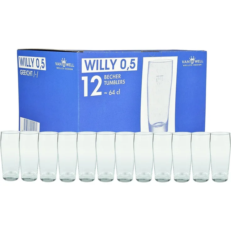 12er Set Bierglas Willibecher 0,5l geeicht Biergläser Tumbler perfekt geeignet für Gastronomie
