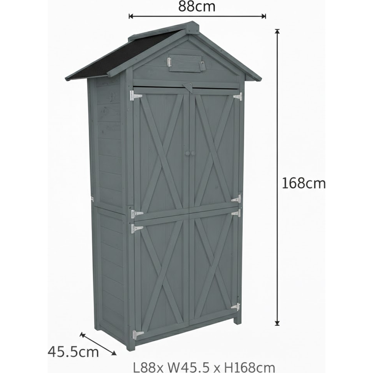 Werkzeugschrank aus Holz, ca. 88 x 45,5 x 168 cm, grau – Bild 4