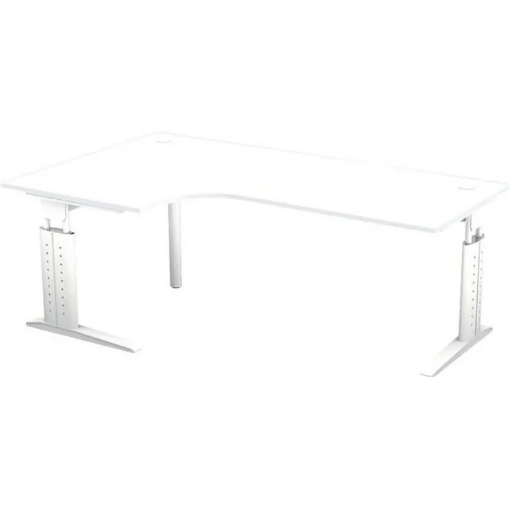 Winkeltisch US82 C-Fuß 200x120cm 90° Weiß Gestellfarbe: Weiß