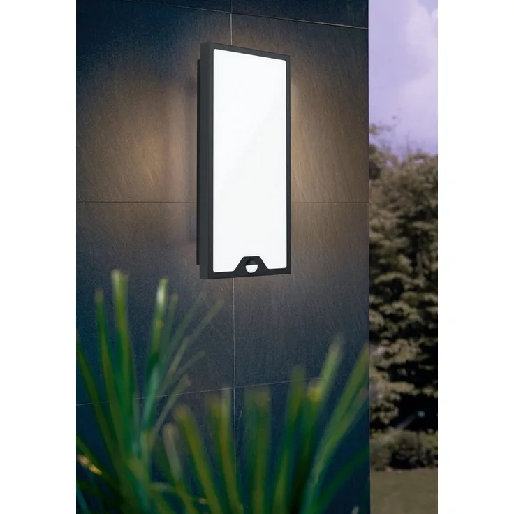 EGLO LED Wandleuchte Casazza, Leuchtmittel inklusive, Wand-/Deckenleuchte - L20 x H40 x AL8 cm - schwarz - 16W inkl.