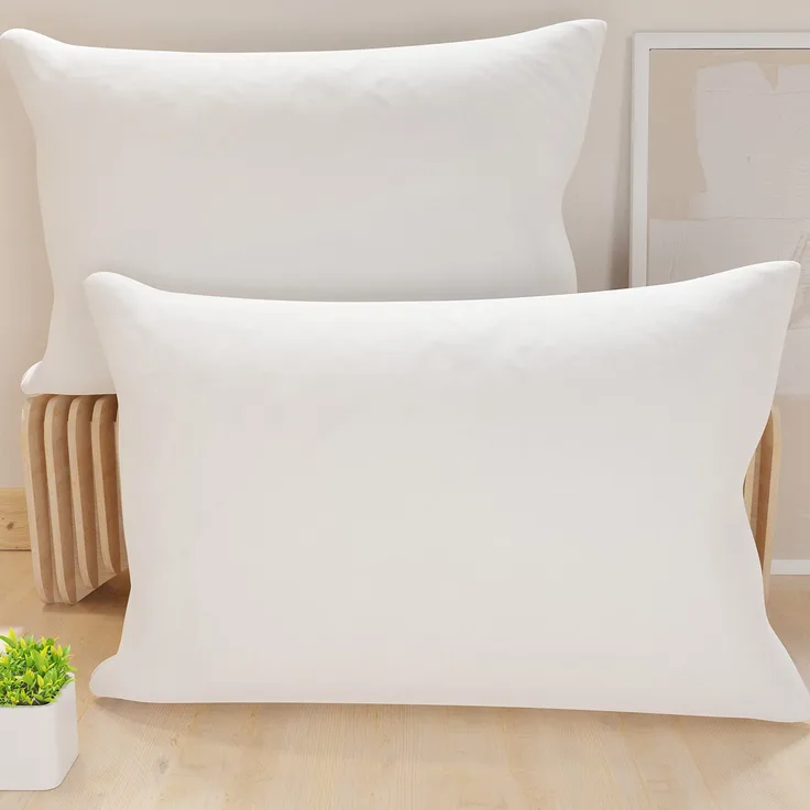 PETTI Artigiani Italiani – 2er-Set Kissenbezüge 145x40 cm aus Mikrofaser, Zierkissenbezüge für Schlafzimmer & Sofa, Uni Weiß, 100 % Made in Italy