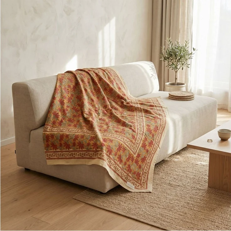 Guru-Shop Tagesdecke Blockdruck Tagesdecke, Bett & Sofaüberwurf,.. – Bild 3