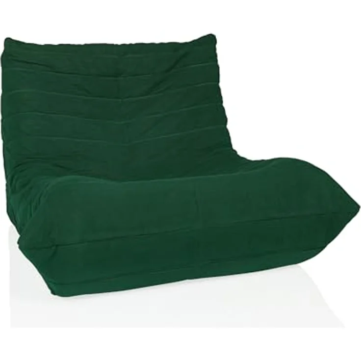 hjh LIVING Sitzsack Bodensofa mit Rückenlehne SITZOLO Bequemer Bodenstuhl Sessel für Schlafzimmer Wohnzimmer, Cord-Stoff Dunkelgrün – Bild 2