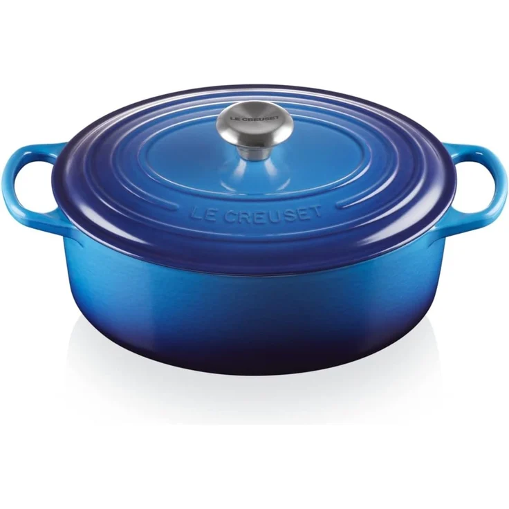 Le Creuset Bräter 'Signature' , Gusseisen , Oval, für alle Herdarten und Induktion geeignet, Azure, 29,0 cm