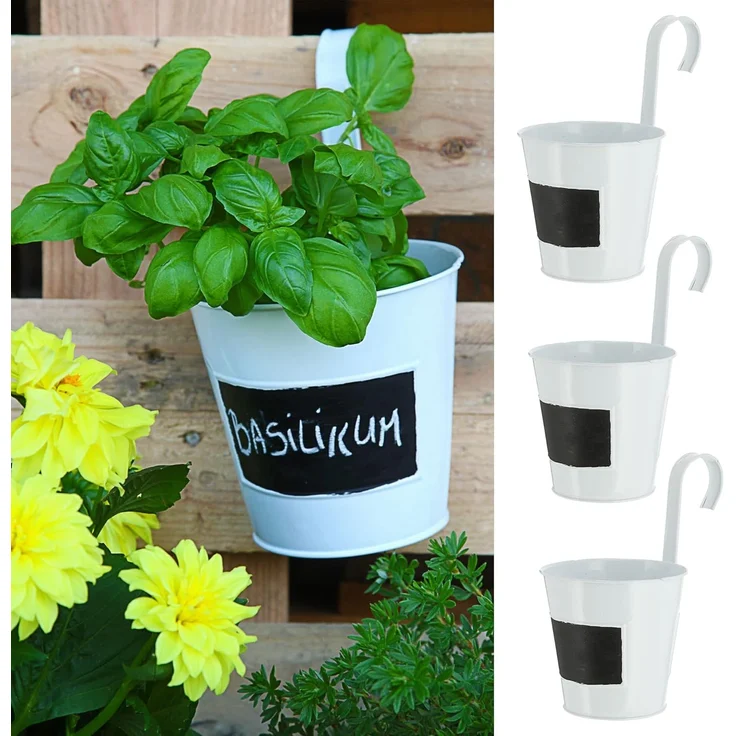 CEPEWA Übertopf Übertopf 3er Set weiß Ø15cm H15cm Kräutertopf (3 St) – Bild 1