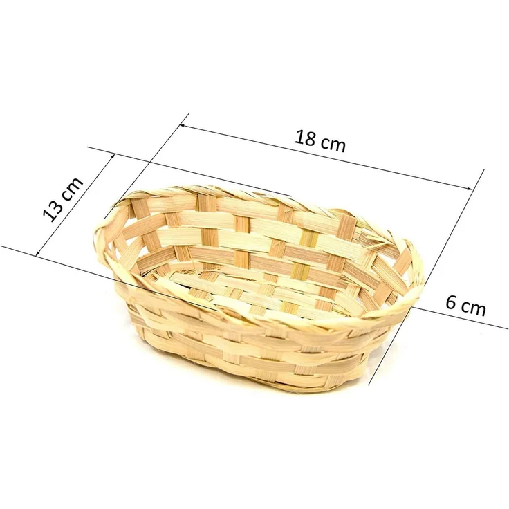 Lashuma Aufbewahrungskorb beige (Set, 3 St, 3er Set), Kleine Bambuskörbchen oval, Füllkörbe 18x13 cm – Bild 1