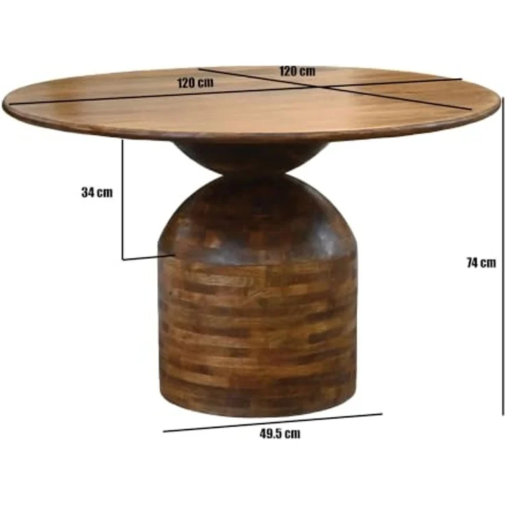 FINEBUY Esstisch FB117624 Esszimmertisch Küchentisch 4 Personen Holztisch Esszimmer (Hochwertiges Speisezimmermöbel für Familien), Rundes Design für ein gemütliches Zuhause – Bild 3