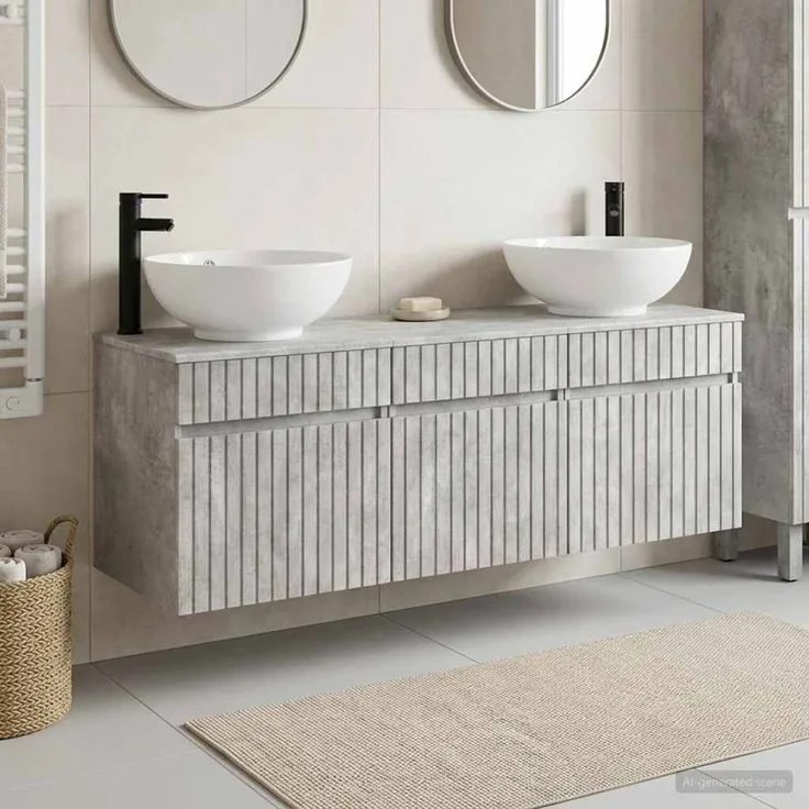 vidaXL Badezimmerschrank-Set 3 stk. Betongrau 157 x 44,5 x 80 cm 3405760