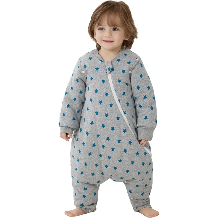 Duomiaomiao Baby Schlafsack mit Füßen 3.5 tog, winterschlafsack 100% Baumwolle Baby, Mädchen mit Schlafsack, Cartoon-Laub (Pentagramm/75CM) – Bild 1