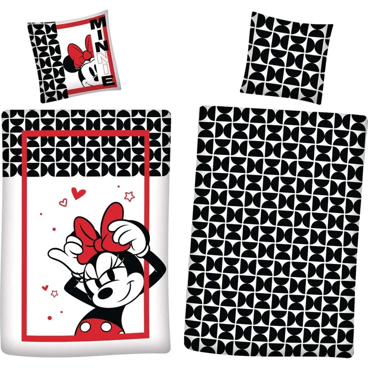 Bettwäsche Minnie in Love weiß rot 135 x 200 cm + 80 x 80 cm Baumwolle – Bild 2