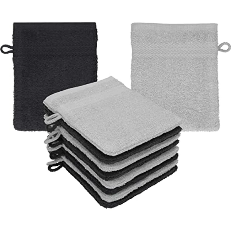 Betz Waschhandschuh 10 Stück Waschhandschuhe Premium Farbe Graphit - Silbergrau – Bild 2