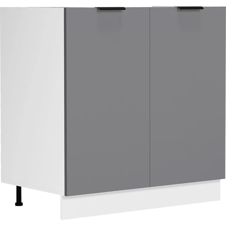VCM Küchenmöbel Unterschrank Fasola 919306 Weiß / Anthrazit H. 82 x B. 80 x T. 46 cm – Bild 1