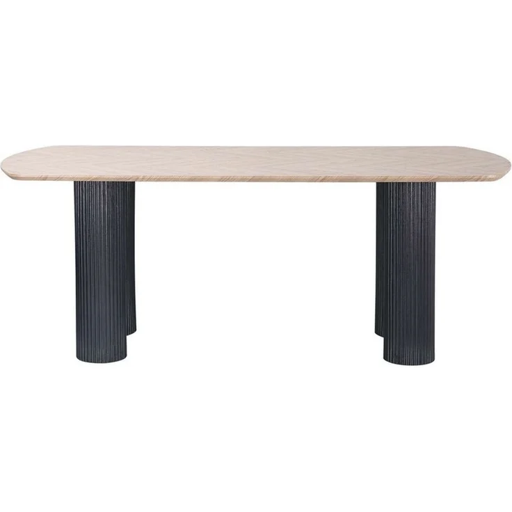 OTTO home Esstisch Bessonville, Tischplatte in Fischgrätoptik, Beine mit Rillenstruktur, Höhe 76 cm – Bild 2