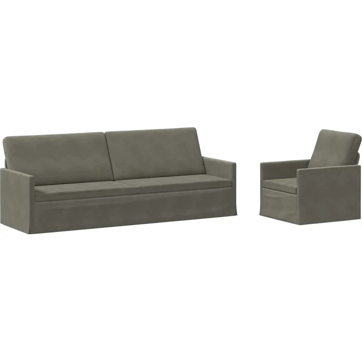vidaXL Sofa-Set 2 pcs Hellgrau Cordstoff 3433260 – Bild 1