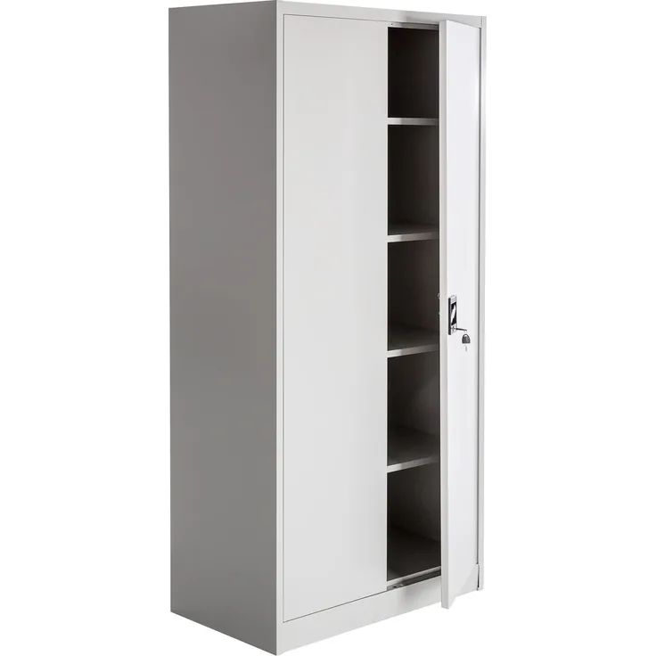 tectake 800412 Aktenschrank mit Fächern, abschließbar, 2 Flügeltüren, grau (180 x 80 x 40 cm | Nr. 404377)