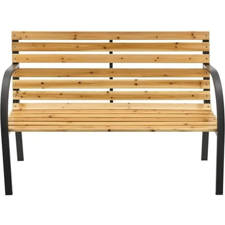 Juskys Gartenbank Modena – 2-Sitzer Holzbank mit Armlehnen & Rückenlehne – wetterfeste Sitzbank 120x62x82 cm - Bank mit Seitenelementen aus Stahl – Bild 3