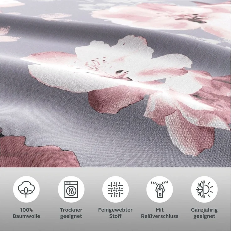 OTTO home Bettwäsche MELINA, Renforcé, 2 teilig, florale Bettwäsche mit Reißverschluss, ab Gr. 135x200 cm – Bild 2
