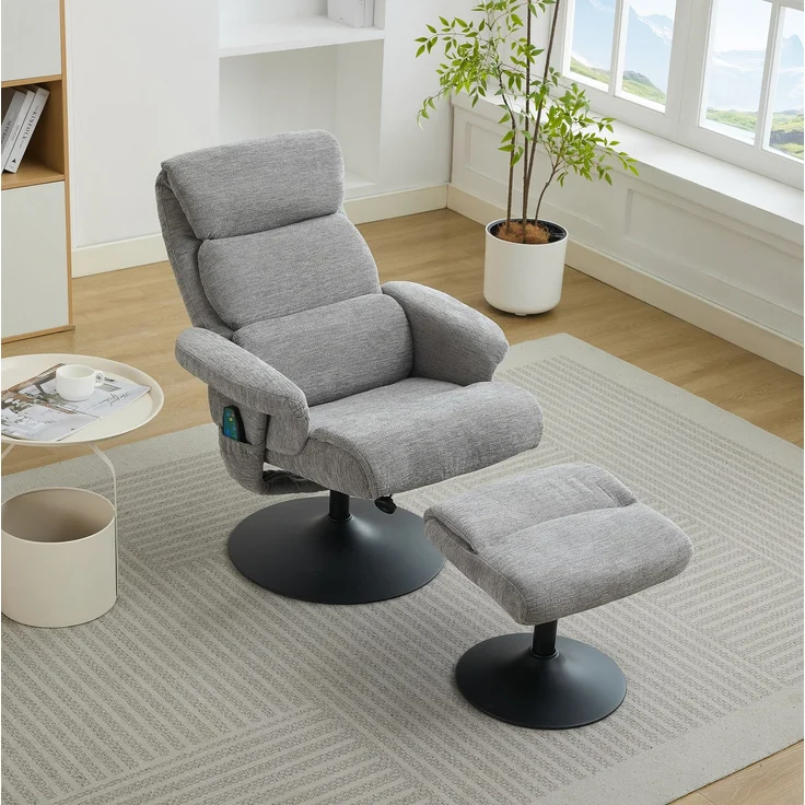 DESVIAE Sessel mit 5-Punkt-Massage und Heizfunktion 75,5x100x77 cm Chenille Grau – Bild 2