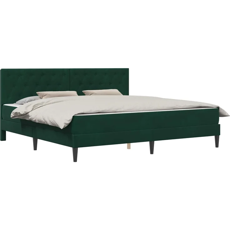 vidaXL Bettgestell mit Matratze Dunkelgrün 180x200 cm Samt 3415068 – Bild 2