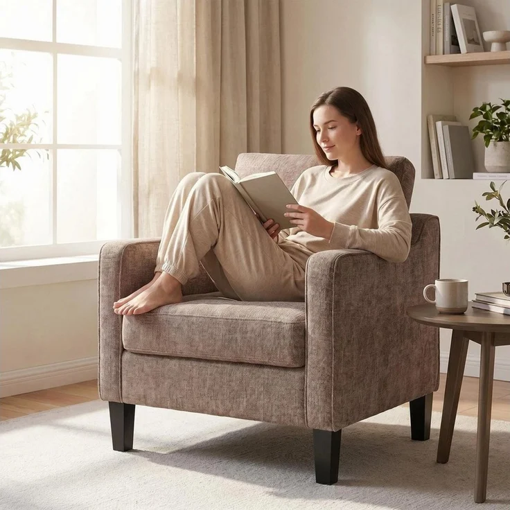 TLGREEN Loungesessel Accent Sessel mit Kissen,Chenille Polstersessel – 75×71×90 cm (Bequemes Einzelsitz-sofa),Lesesessel bequem, fur Wohnzimmer, Büro & Wohnung,Apartment – Bild 2