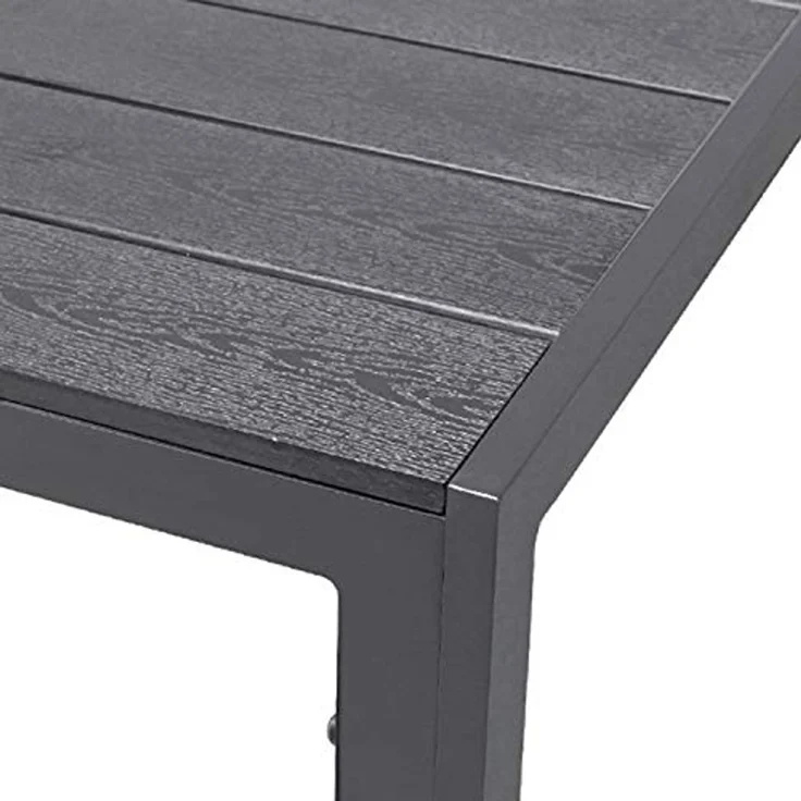 Gartentisch Aluminium Kunststoffholz anthrazit / grau 160 x 90 x 74 cm – Bild 5
