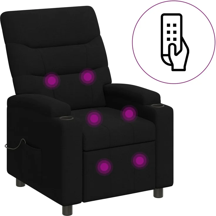 vidaXL Massagesessel mit Liegefunktion Schwarz 75 x 95 x 103 cm Stoff 42051212 – Bild 3
