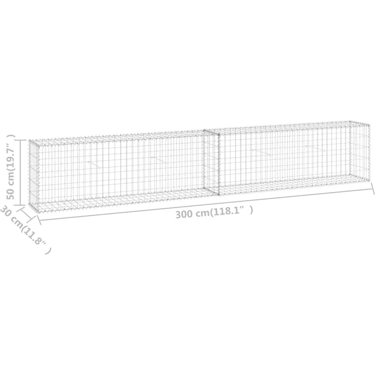 vidaXL Gabionenwand mit Abdeckung Verzinkter Stahl 300 x 30 x 50 cm 147820 – Bild 7