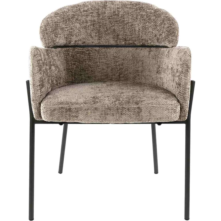Armstuhl Vura 2er-Set mit Chenille-Bezug und Metallgestell, Champagne – Bild 4