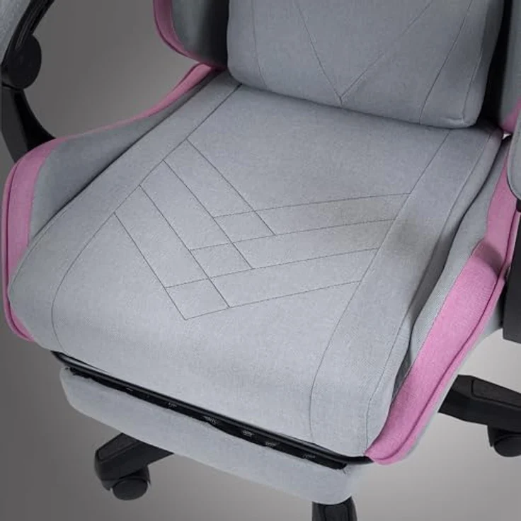 Mars Gaming MGC-X, Ergonomischer Gaming-Stuhl, Atmungsaktiver Stoff, Verstellbare Rückenlehne und Höhe, Dynamische Armlehnen, Nacken- und Lendenkissen, Bürostuhl mit Ausziehbarer Fußstütze, Rosa – Bild 8