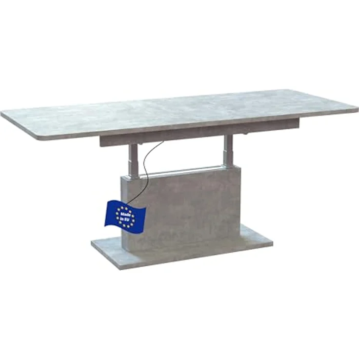 designimpex Couchtisch Dc-1, Hellgrau, ausziehbar und höhenverstellbar, 126-168 cm x 58-75 cm, Rechteckig – Bild 3