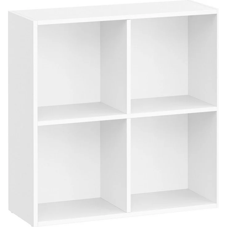 VASAGLE Bücherregal, Regal, Aufbewahrungsregal, mit 4 Fächern, Standregal, Würfelregal, für Wohnzimmer, Homeoffice, Esszimmer, wolkenweiß – Bild 1