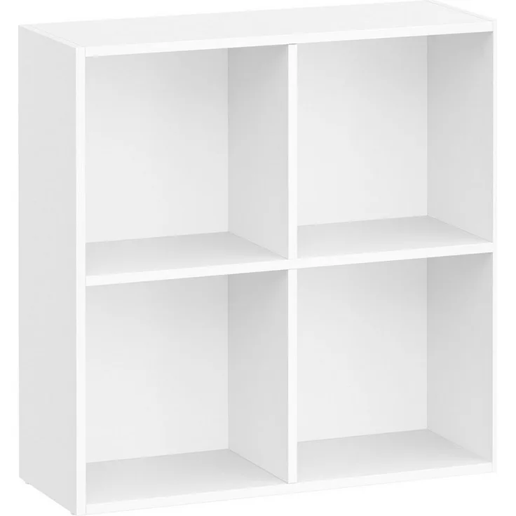 VASAGLE Bücherregal, Regal, Aufbewahrungsregal, mit 4 Fächern, Standregal, Würfelregal, für Wohnzimmer, Homeoffice, Esszimmer, wolkenweiß