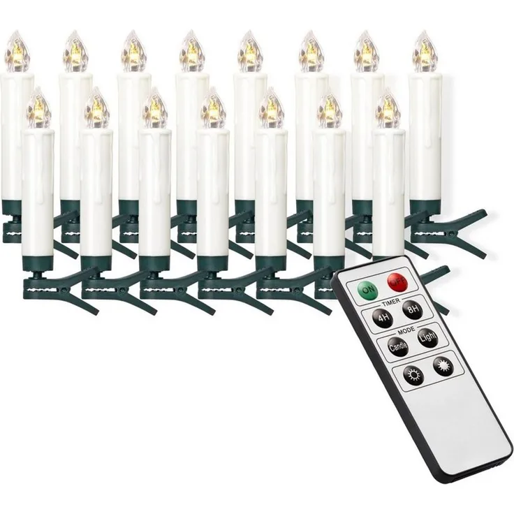 IC Winterworld LED-Christbaumkerzen 15 kabellose LED Weihnachtsbaumkerzen mit Fernbedienung, Komplett-Set, flammenlose Kerzen mit Tropfen, perfekte Alternative zur Lichterkette