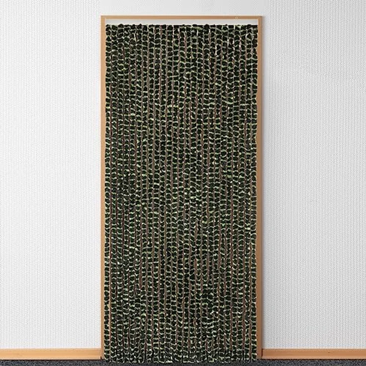 Moritz Flauschvorhang aus Chenille 90 x 220 cm grün schwarz gestreift Türvorhang als Fliegenschutz Insektenschutz für Camping Wohnwagen – Bild 2