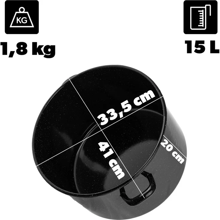KADAX Emaillierter Topf Powidlak 15L zur Pasteurisierung von Bigos mit Deckel, Höhe 33cm – Bild 2