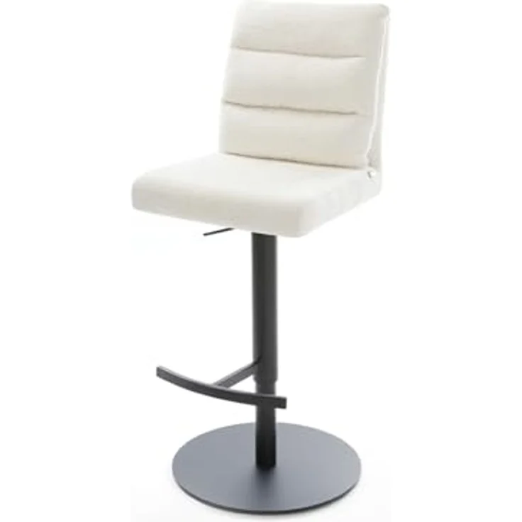 Barstuhl Pela-Flex Bouclé Soft Beige Drehfuß höhenverstellbar Metall Schwarz – Bild 2
