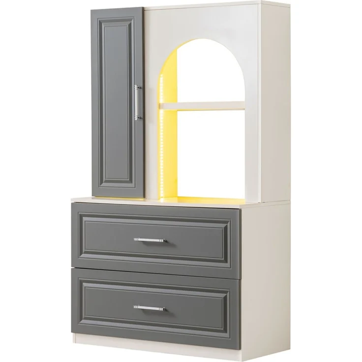 Skye Decor 'Valencia Solo - White, Anthracite' Kaffeebar-Schrank, Weiß / Anthrazit, 107 x 182 x 50 cm – Bild 4