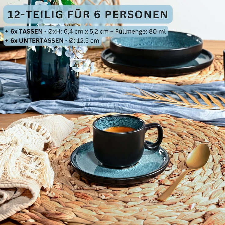 SÄNGER Espressotassen Set Vigo 12 teilig für 6 Personen – Bild 2