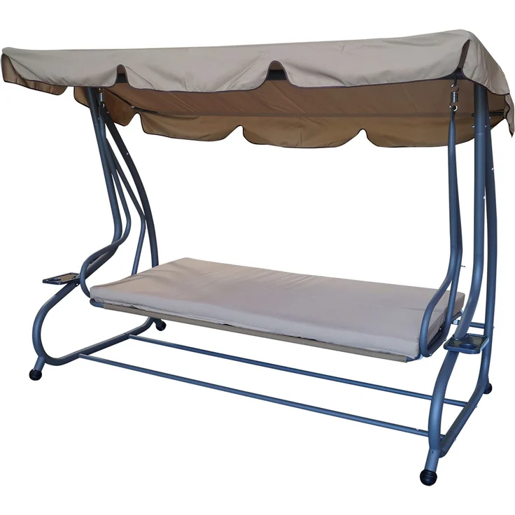 DEGAMO MIAMI Hollywoodschaukel, Stahl, beige/grau, 4-sitzer 228cm – Bild 1