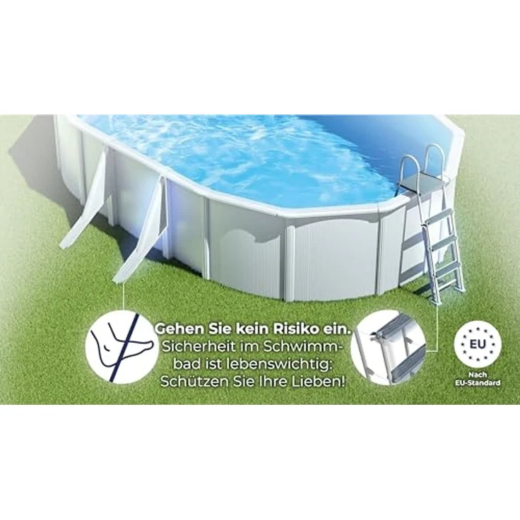 Stahlwandpool oval L500 × B300 × H120 cm – Großes Pool Komplett-Set für Familien – Bild 7