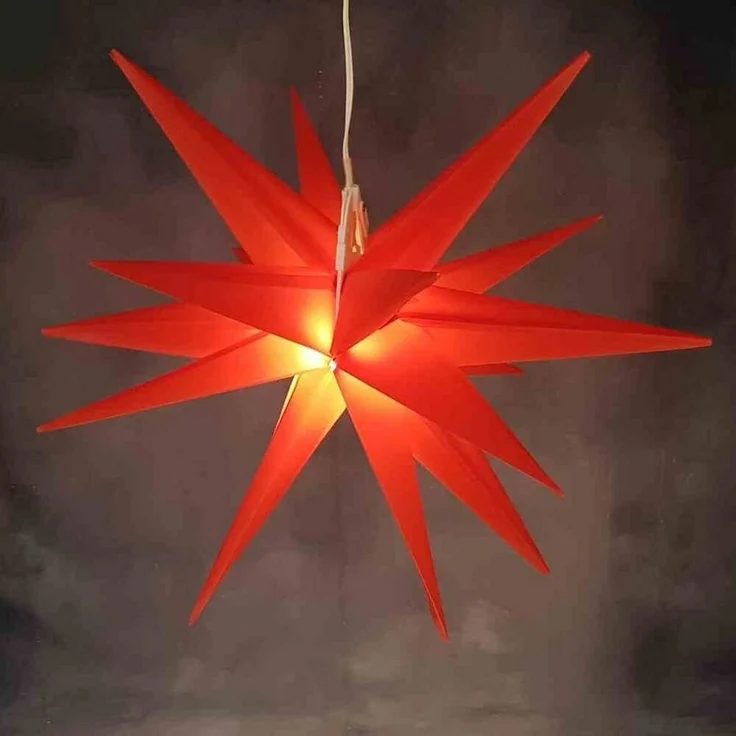 F-H-S International GmbH & Co. KG Lichterkette LED Stern Kunststoff rot Ø 25 cm 1 LED warmweiß, Timer 6/18 Stunden, I, Stern – Bild 1